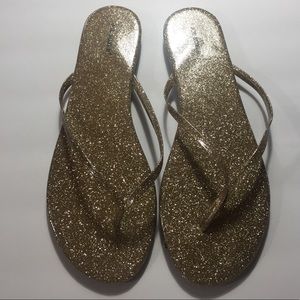 [Joe Boxer] gold shoes sandals flip flops 9/10!